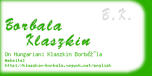 borbala klaszkin business card